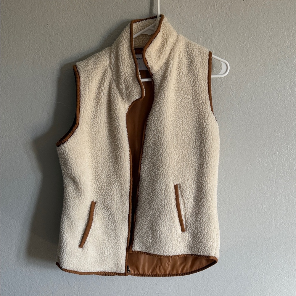Old Navy Cream and Brown Sherpa Vest